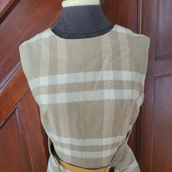 Vintage Country Set By Margit Sleeveless Wool Checkered Dress With Belt - Picture 5 of 7